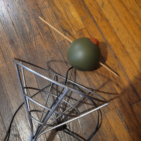 RARE Lamp David Krys 1993 Pop Art Martini Glass with Olive Chrome Modernist Bar - Picture 7 of 16